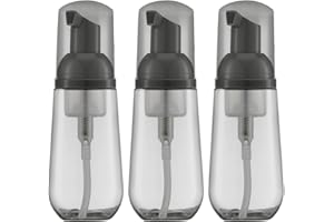 Owlyee 2oz Foam Bottle, Empty Travel Foaming Pump Dispenser for Hand Soap, Lash Cleanser, Shampoo (3PCS, Transparent Black)
