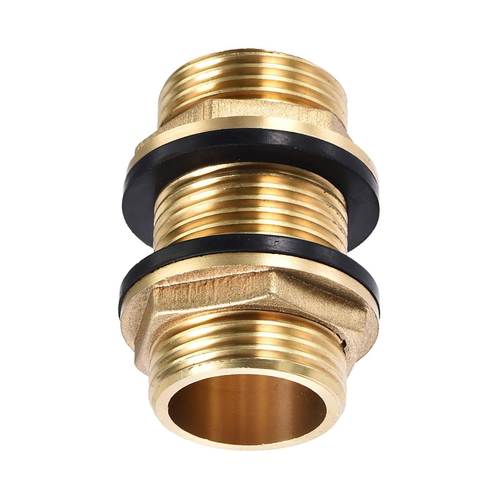 TOP-VIGOR G1 Male Bulkhead Fitting, Tube Adaptor Hose Fitting with 2 Silicone Gaskets for Water Tanks, Brass, Gold Tone
