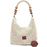LEIDAXIA Cotton Fibre Crochet Beach Tote Bag for Vacation,Bohemian Cotton Hobo Shoulder Bag Casual Woven Purse for Women