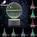 ZNZ 3D LED Lamp Night Light 7 Colors USB Operated Table Dimmable Night Light with Touch Switch Remote Control for Kids, 3D Light Optical Illusions Desk Lamp for Room Decor (Death Star+Eiffel Tower)