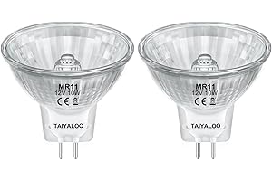 TAIYALOO MR11 12V 10W Halogen Light Bulbs 2 Pin FTD Spotlight Bulb, GU4 Bi-Pin Base, Precision Reflector Fiber Optic Light Bulbs for Landscape, Accent, Track Lighting, Dimmable, 2700K Warm White, 2 Pack