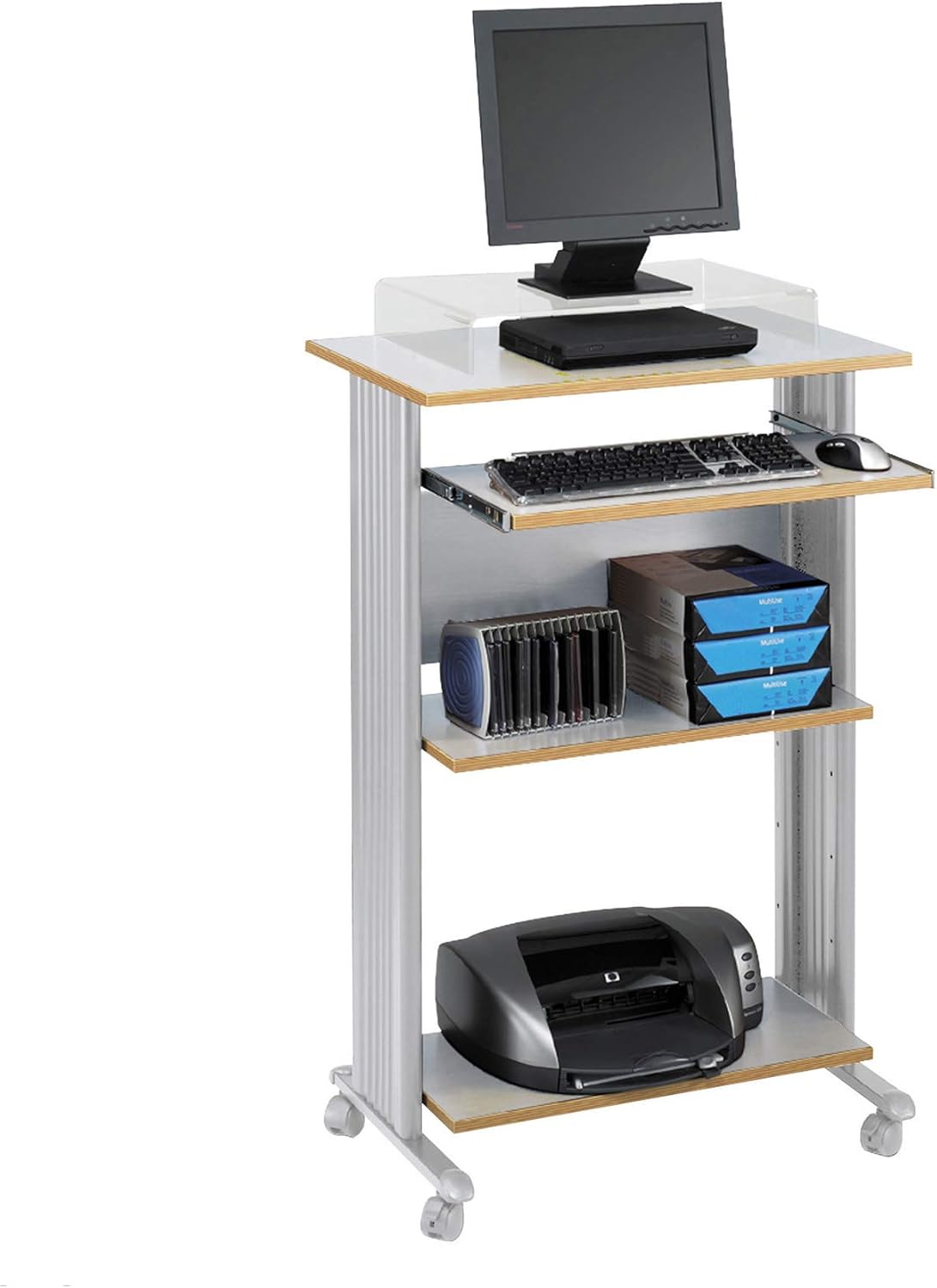 amazon standing desk on Amazon Com Safco Products Muv 45 H Stand Up Desk Fixed Height Computer Workstation With Keyboard Shelf Gray Furniture Decor