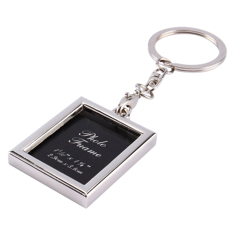 Frame Keychain Mini Creative Metal Alloy Buckle Insert Photo Car Key Ring For Gift Black S