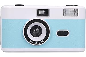 Zyyini 35mm Film Camera, 35mm Reusable Film Camera with Flash, Vintage Film Supports Both Black and White or Colored 35Mm 135 Film, (White and Blue)