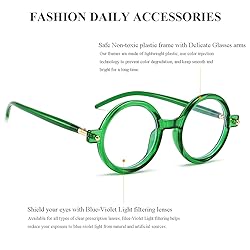 Gleyemor Retro Round Blue Light Glasses for Men
