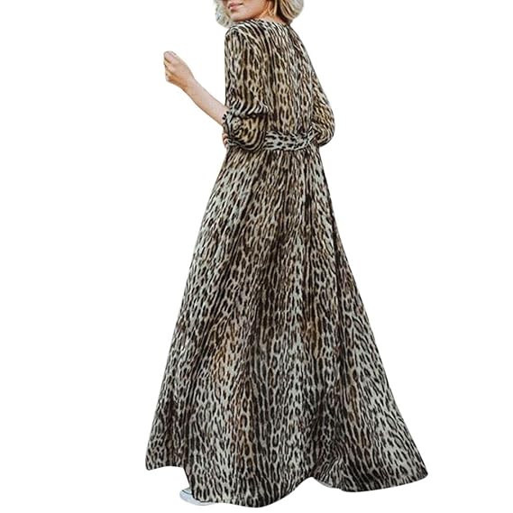 Youdong Robe De Femme Manches Longues Jupe Longue Plage Col