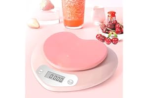YRY Pink Kitchen Scale - Large LCD, Tare Function, 11 lbs Capacity, 0.03 oz Precise Graduation - Perfect Food Scale for Baking & Cooking, ML & Oz Unit for Liquids and Solids (Pink 5kg/1g)