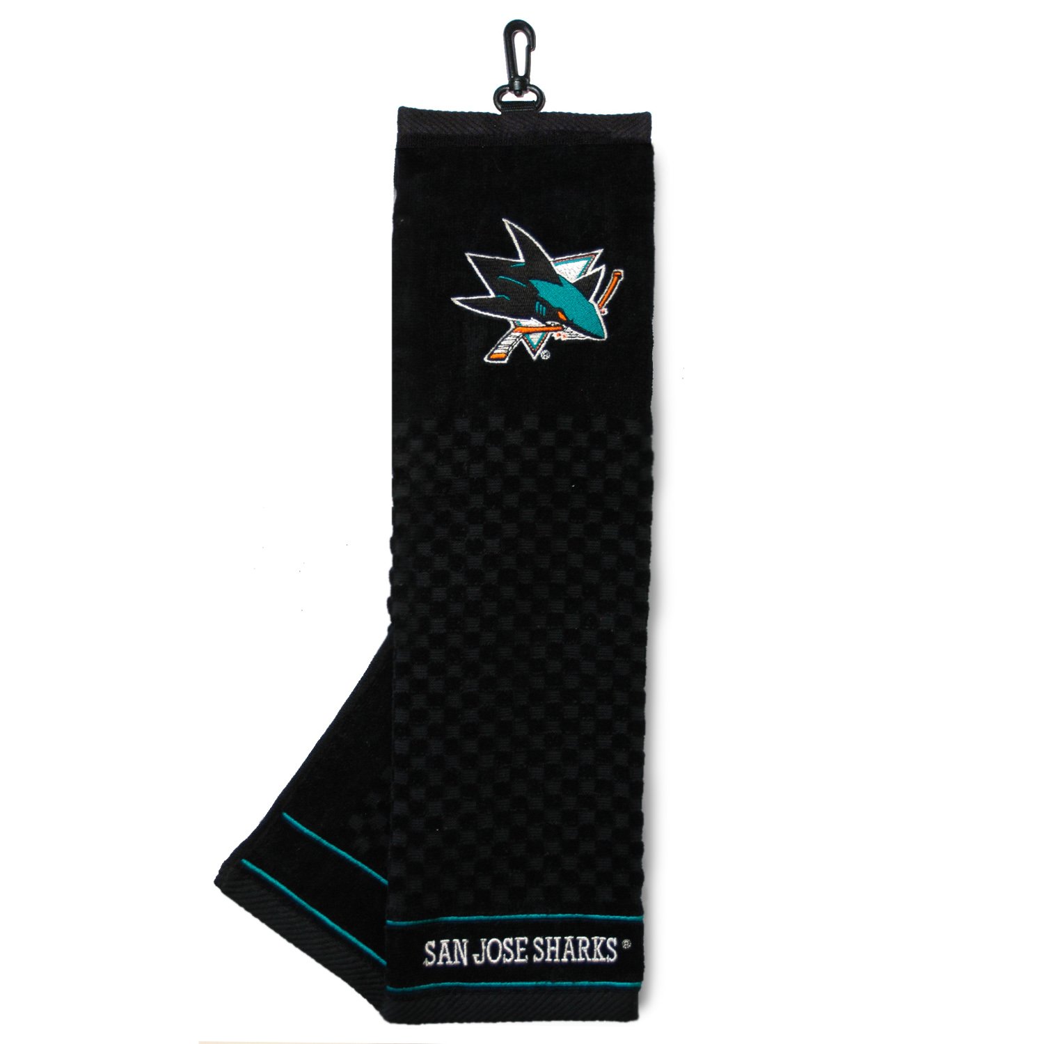 TEAM GOLF NHL San Jose Sharks Embroidered Golf Towel Embroidered Golf Towel, Checkered Scrubber Design, Embroidered Logo