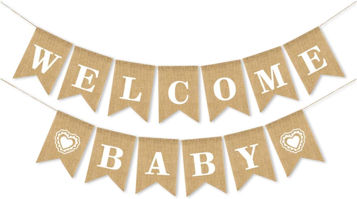 Baby Banner Vintage Burlap Banner for Baby Shower