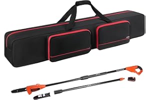 JAFFZORA Pole Saw Bag Compatible with Dewalt/Worx/Greenworks/EGO Power+/Black+Decker Electric Telescoping Chainsaw, Cordless Power Saw Storage Case for Extension Tree Trimmer Attachment, Black&Red