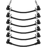 Sovvid 6 Pack 6 Inch Guitar Patch Cables - Black Pedal Effect Cord, 1/4" TS Right Angle