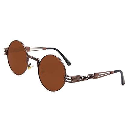 AMZTM Runde Steampunk Brille Runde Metallrahmen Vintage Sonnenbrille