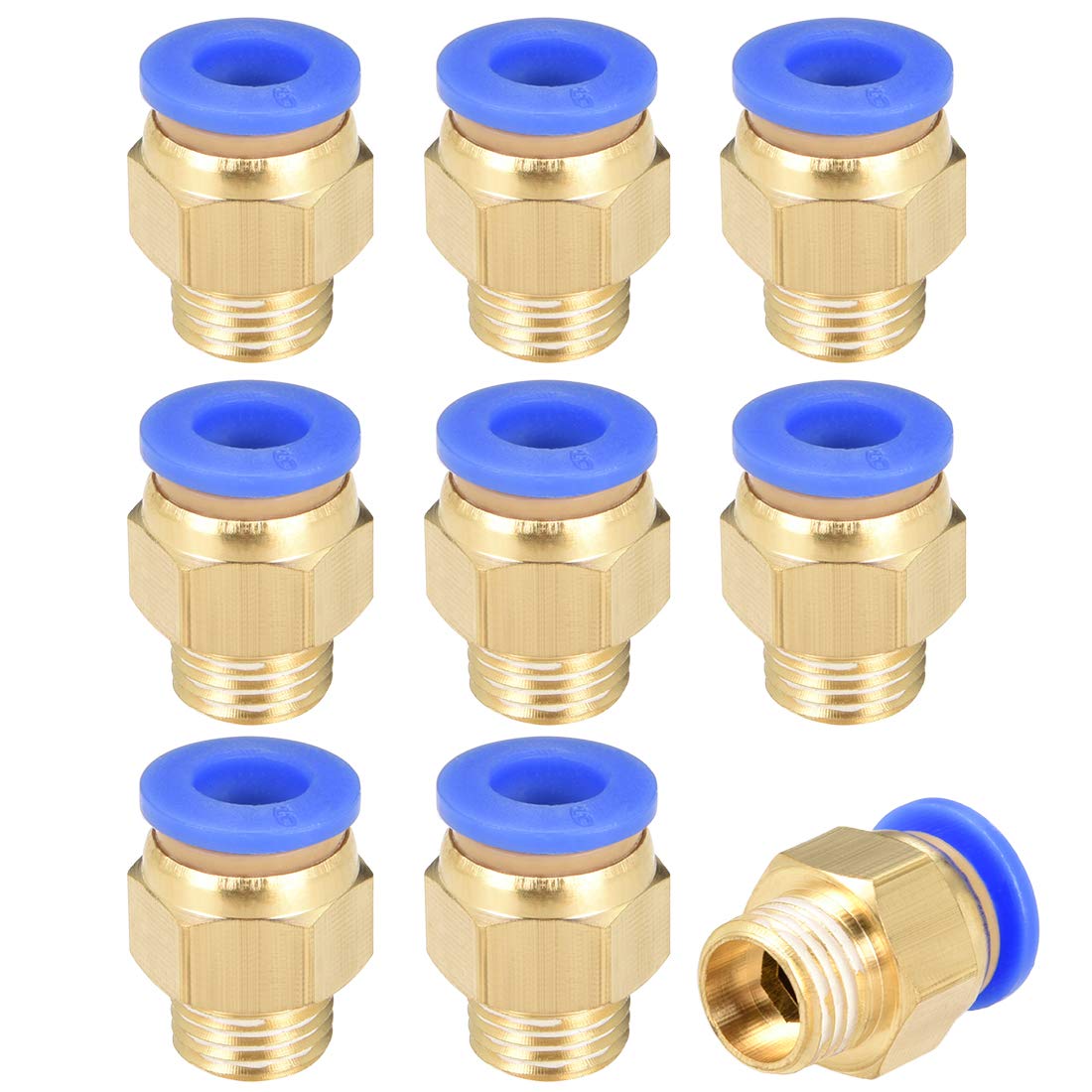 sourcing map Straight Pneumatic Push to Quick Connect Fittings G1/4 Male x 6mm Tube OD 9pcs