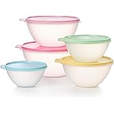 Tupperware Heritage Wonderlier 10 Piece Food Storage Bowl Set in Vintage Colors- Dishwasher Safe & BPA Free - (5 Containers + 5 Lids)