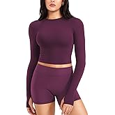 YEOREO Women Workout Gym Tops Basic Long Sleeve Shirt Slim Fitted Casual Stretchy Thin Active Running Yoga Crop Top