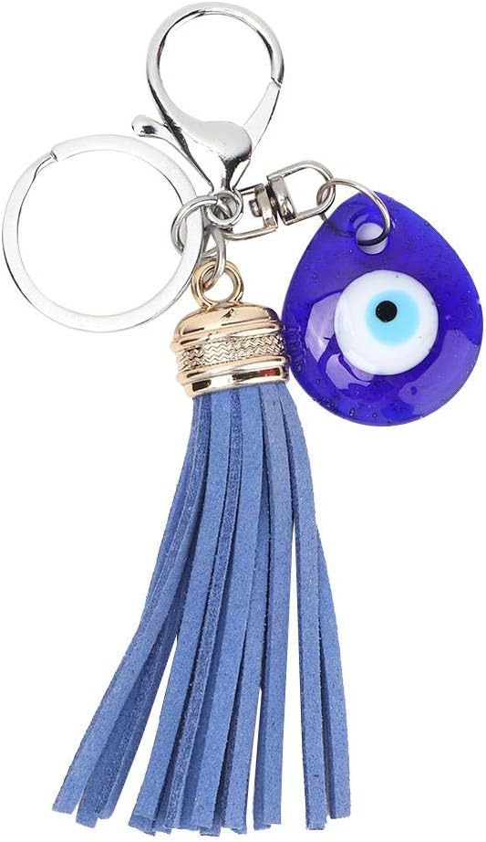 Wandisy Evil Eye Key, Exquisite Lucky Charms Glass Amulet Charm Pendant Turkish Amulet Pendant for Blessing Gift and Home Decor