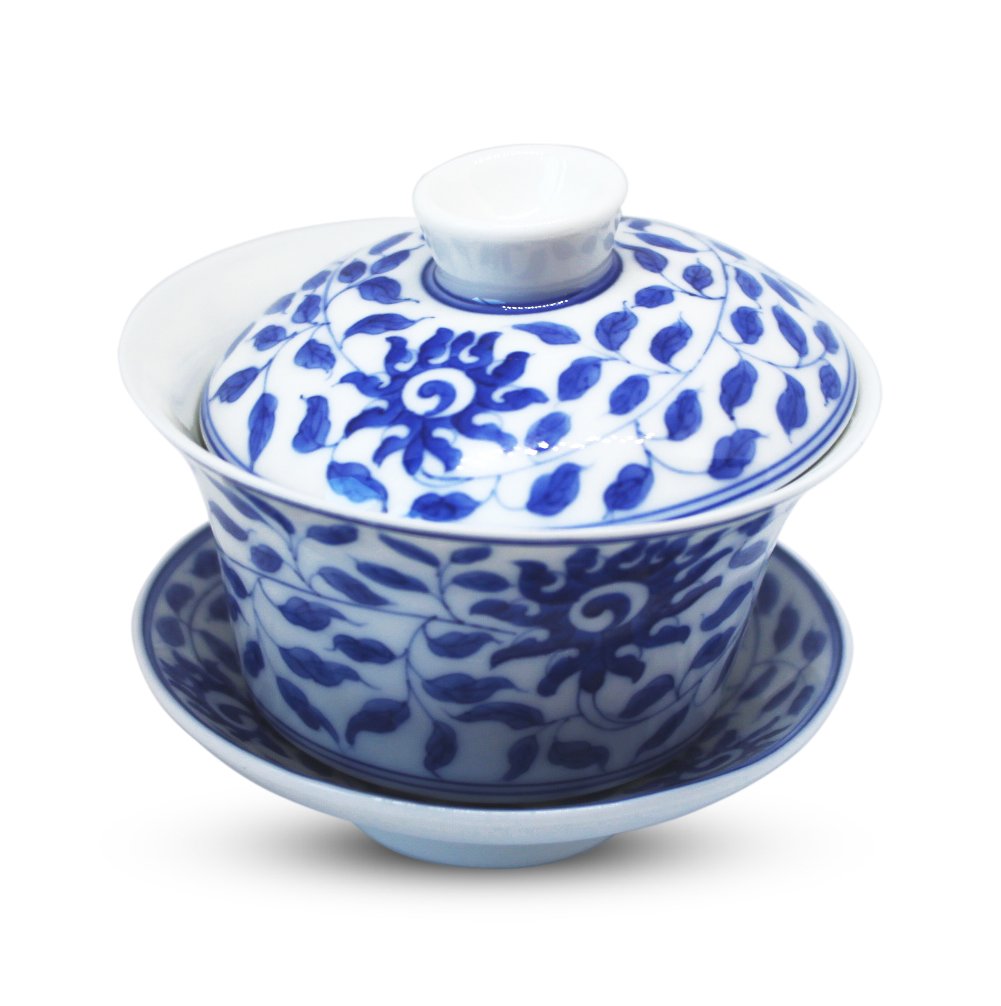 TEA SOUL Porcelain Gaiwan with Painting Decorations, Porcelain, Multi-Colour, 9.7 x 9.1 x 9.7 cm
