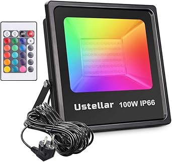 Ustellar 100W Foco LED RGB Exterior con Control Remoto de 16 ...