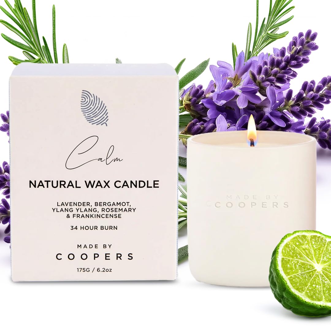 Made By Coopers Natural Candle, Calm Scented Candle, Perfect Candle Gift Set Made with Aromatherapy Relaxation Blend and Essential Oils, 170g - Made By Coopers