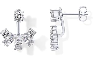 PAVOI 14K Gold Plated Cubic Zirconia Earrings Jacket for Women - Sterling Silver Posts Dainty CZ Front and Back Double Studs - Statement Ear Jacket Earrings for Women