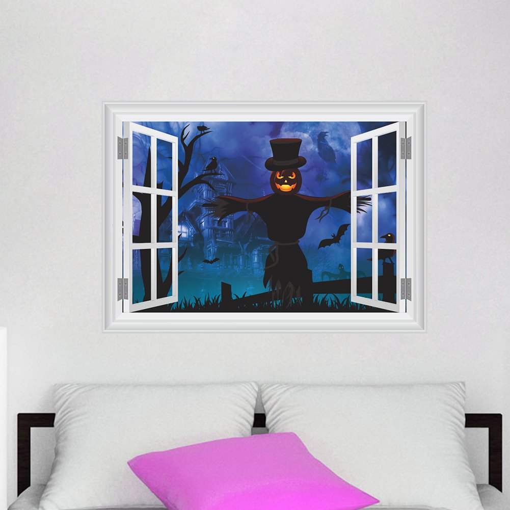 Halloween Wall Sticking Cabinet Bar Corner Window Doors And Windows Haunted House Living Room Background Decoration