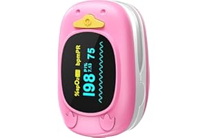 HEALTHTREE Child Pulse Oximeter, Oxygen Monitor for Kids Baby and Blood Oxygen Saturation Heart Rate Monitor with Automatic Shut-Down, One Directions OLED Display, Include 2 X AAA Batteries