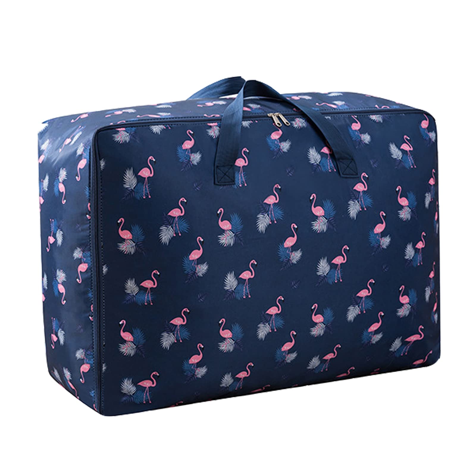 Large Storage Bags Waterproof, 100L Underbed Clothes Storage Bag with Zip, Heavy Duty Oxford Fabric Foldable Organizer with Handle for Bedding Quilt Blankets Clothing, Moisture Proof- Blue