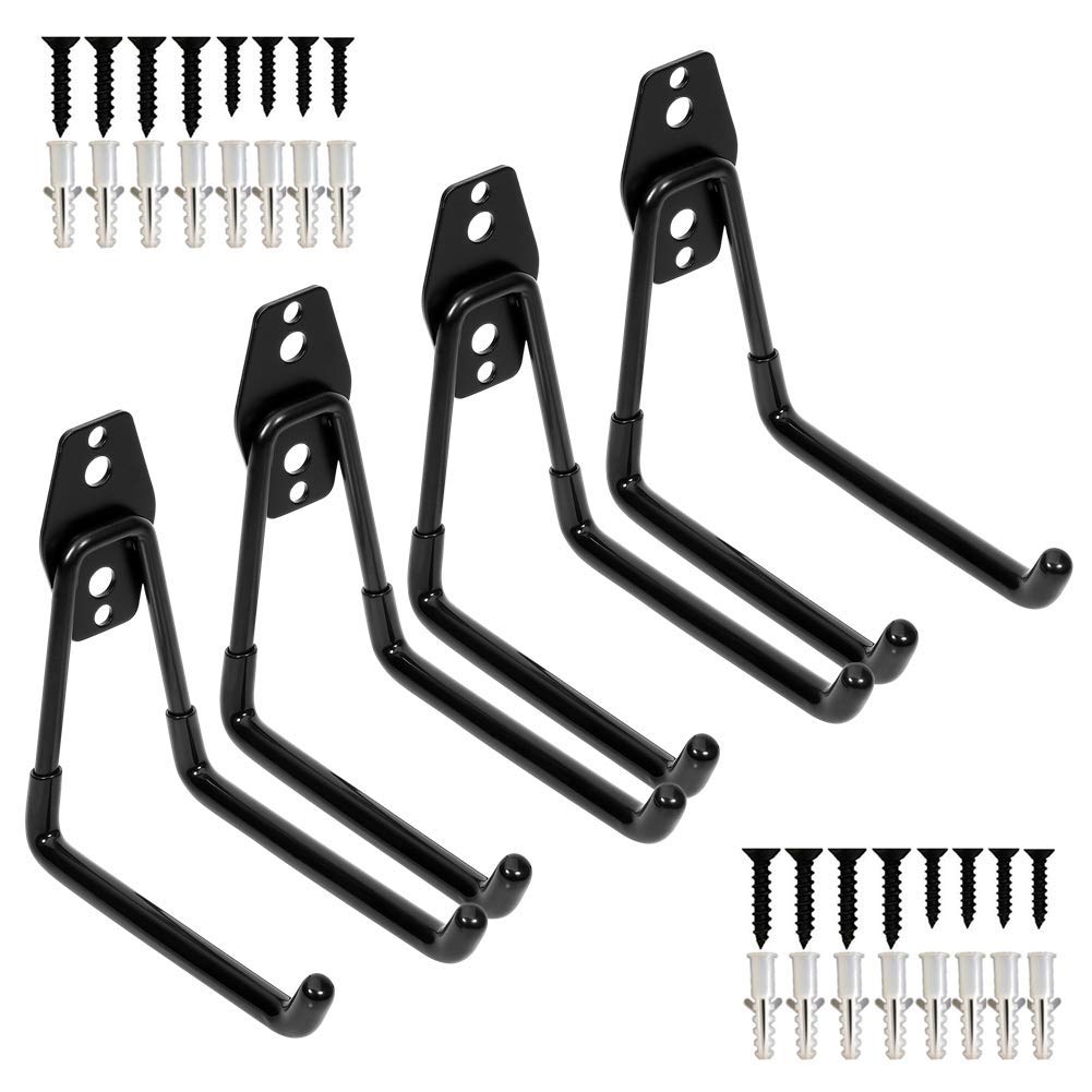 Garage Storage Utility Double Hooks, Heavy Duty Wall Mount Organizer Tool Hanger With Anti-Slip Coating