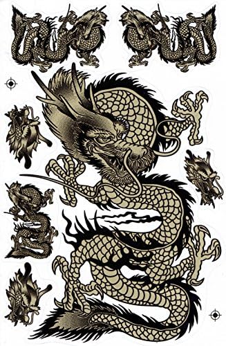 Golden Dragon Decal Sticker Tuning Racing Sheet Size: 27 x 18 cm for Car or Motorbike