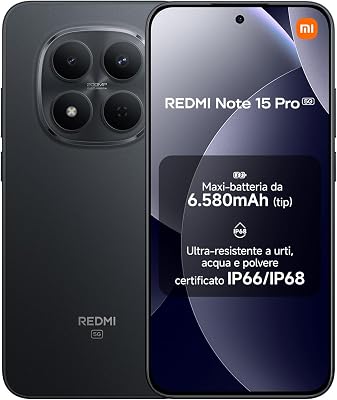 REDMI Note 15 Pro 5G, Smartphone 8+512GB, Nero, 6580 mAh