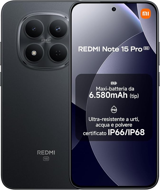 REDMI Note 15 Pro 5G, Smartphone 8+512GB, Nero, 6580 mAh — foto 1 di 8