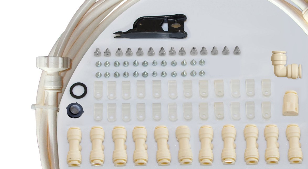 O'FRESH Terrace misting sytem 15m for Pergola Greenhouse Umbrella - High Performance Outdoor misting System with 12 Stainless Steel nozzles - 15 Meters - Outdoor air Conditioning - Repels Mosquitoes