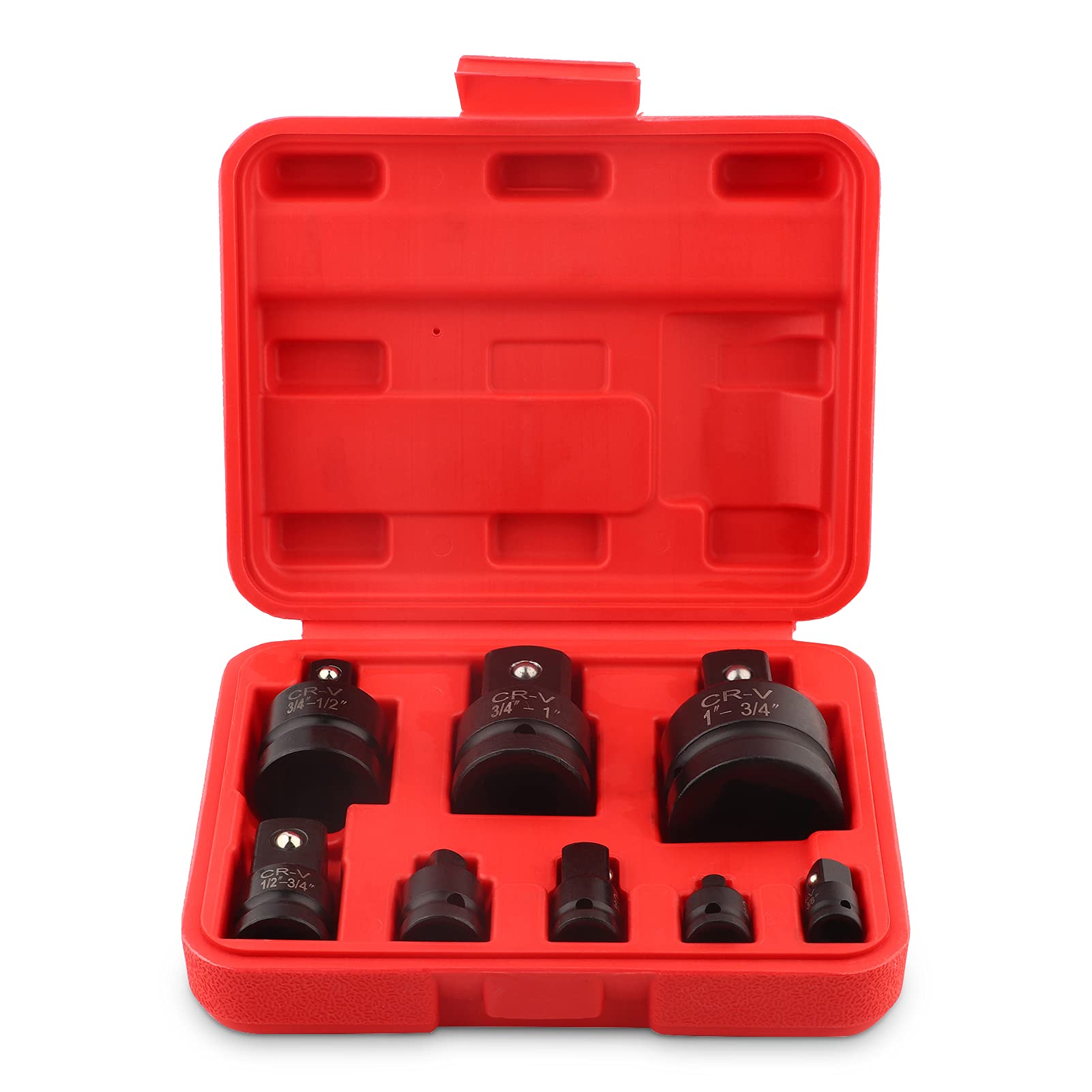 Impact Converter Adapter Socket Set, 8Pcs 1/4" 3/8" 1/2" 3/4" 1" Socket Reducer Converter Adapter Set, Quality Chrome-Molybdenum Steel Convertor Adaptor Set with Compact Case for Professional Tool