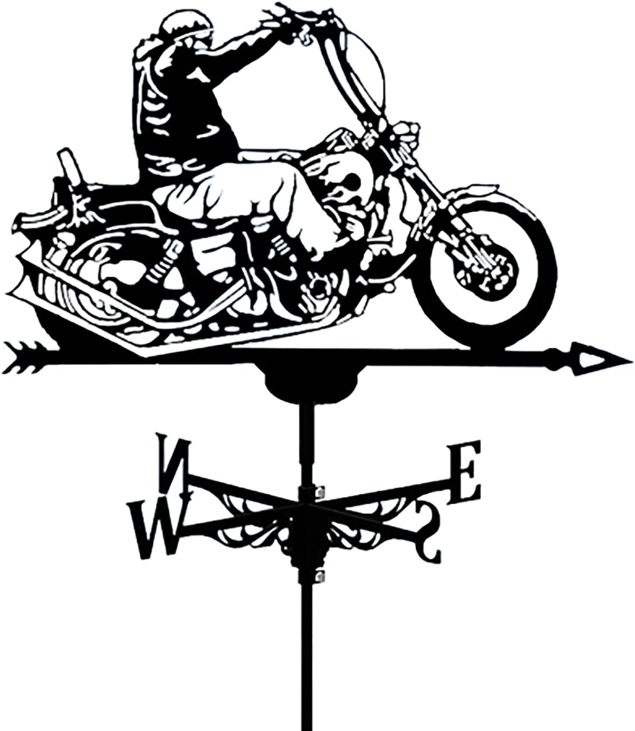 Weathervanes - Metal Weather Vanes Black Motorcycle Shape Weathercock Retro Wind Direction Indicator Garden Patio Yard Ornament Decoration Stainless Steel Creativity Weathervane