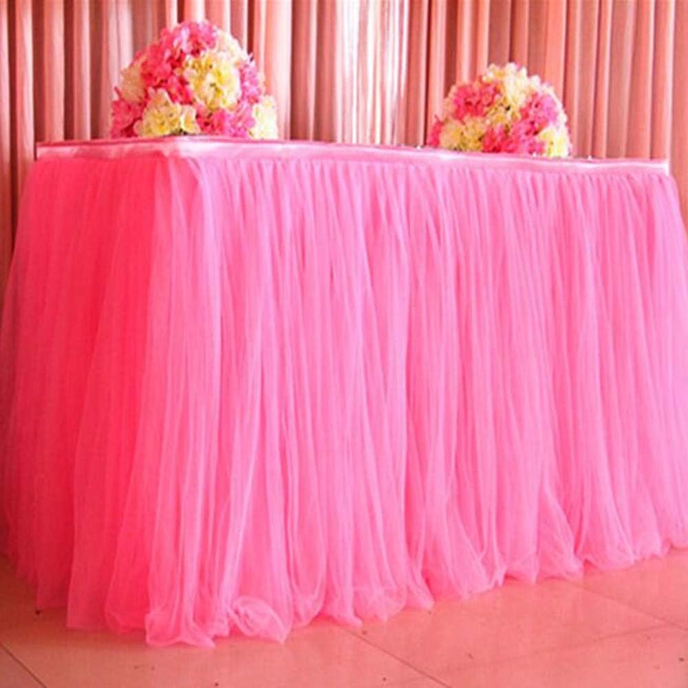 UPDD Handmade Tutu Tulle Table Skirt Cover - Baby Showers Birthday Wedding Festive Party&Home Decoration Table Cloth,39in,Pink