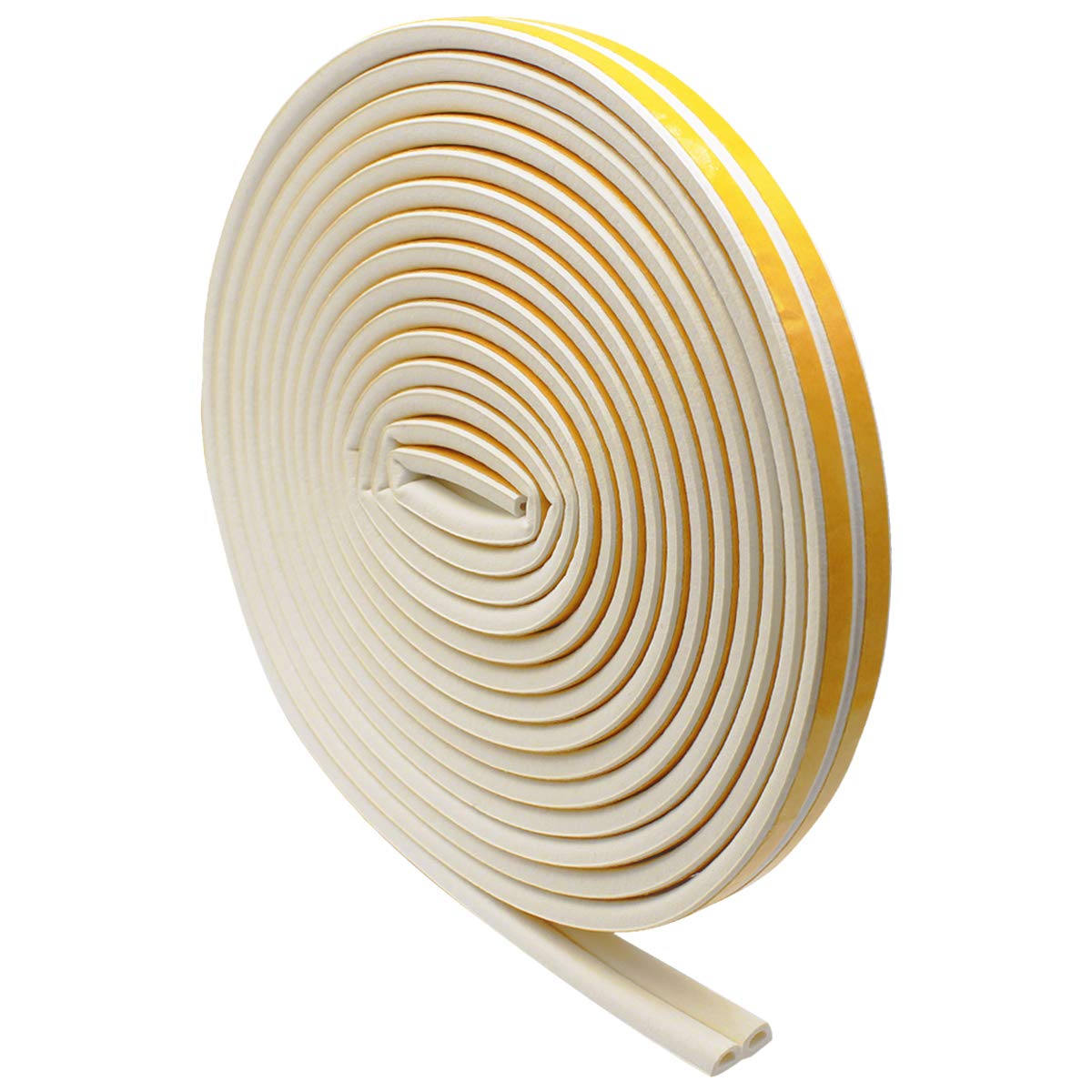 Dokpav Door Window Draught Excluder Tape Foam Weather Stripping Seal Strip for Doors and Windows Adhesive Rubber Soundproofing Weatherstrip Draft Stopper D Type 9mm x 2mm Total 12M White