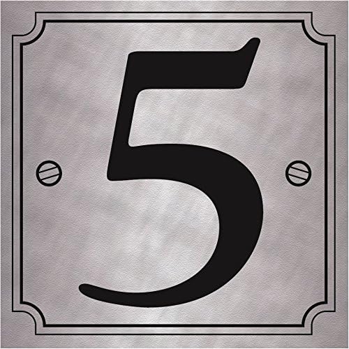 UK1One High Visible Silver Wheelie Bin Attractive Numbers Stickers For Cafe Hotels Shops Office Dustbins [ Silver House Numbers, Number 5 ]