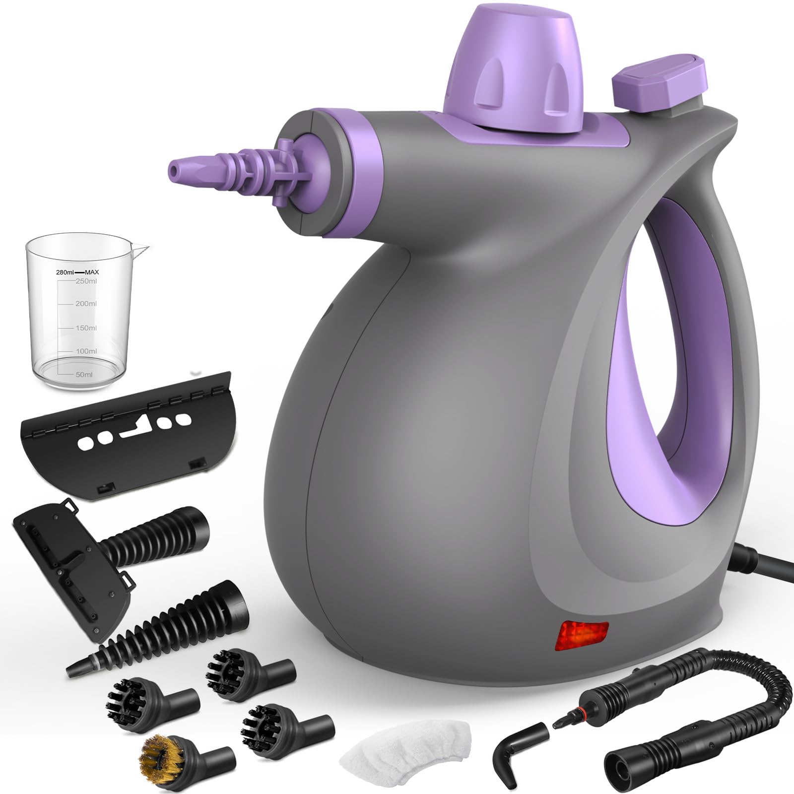 Photo 1 of Pressurized Handheld Multi-Surface Natural Steam Cleaner with 12 pcs Accessories, Multi-Purpose Steamer for Home Use, Steamer for Cleaning Floor, Upholstery, Grout and Car (Purple)