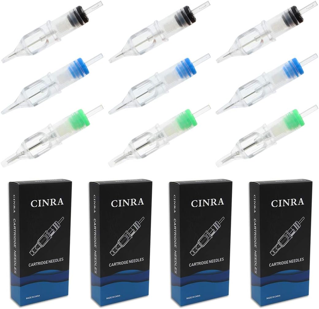 TattooNeedles Cartridge - CINRA 80Pcs Mixed Tattoo Needles 3RL 5RL 7RL 9RL 5RS 5M1 7M1 9M1 Tattoo Cartridge Needles Disposable Tattoo Machine Needles Round Liner Needles for Artist and Beginners