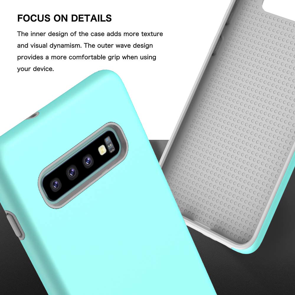 Galaxy S10 Plus Case, Androgate [Pearl Series] Hybrid Matte Protective Back Cover Bumper Case for Samsung Galaxy S10 Plus, Mint Green