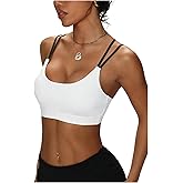 SOLY HUX Women's Sports Bra Spaghetti Strap Backless Padded Push Up Running Yoga Cami Bralettes