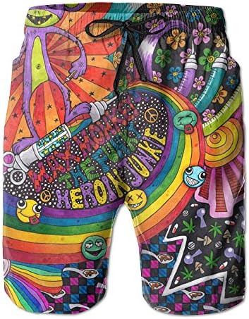 EMPEROR ARRIVE Mens Board Shorts Elastic Waist Lightweight Swim Trunks Colorful Rainbow Funky