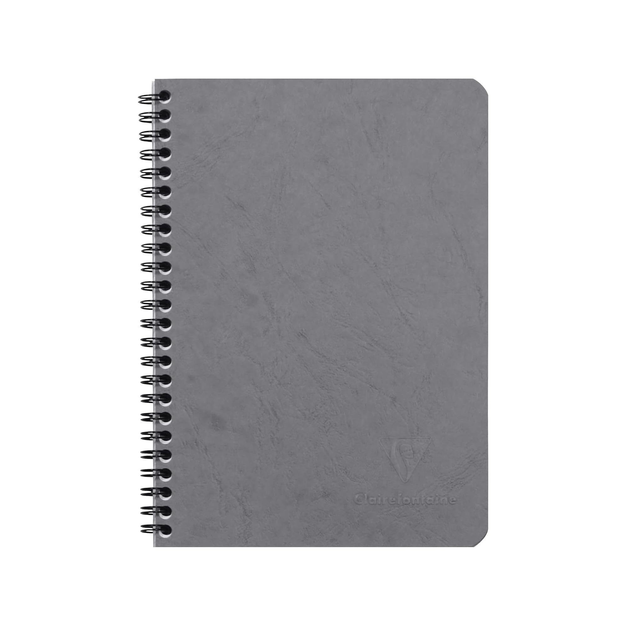Clairefontaine 785325C Age Bag Collection A Grey Spiral Notebook - A5 14.8x21cm - 100 Small Squares Pages - 90 gsm White Paper - Leather Grain Glossy Card Cover