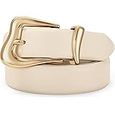 TRIWORKS Women Leather Belt with Gold Buckle Fashion Ladies Leather Waist Belt for Jeans Pants
