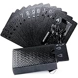 Joyoldelf Cool Black Foil Poker Playing Cards, Waterproof Deck of Cards with Gift Box, Use for Party and Game