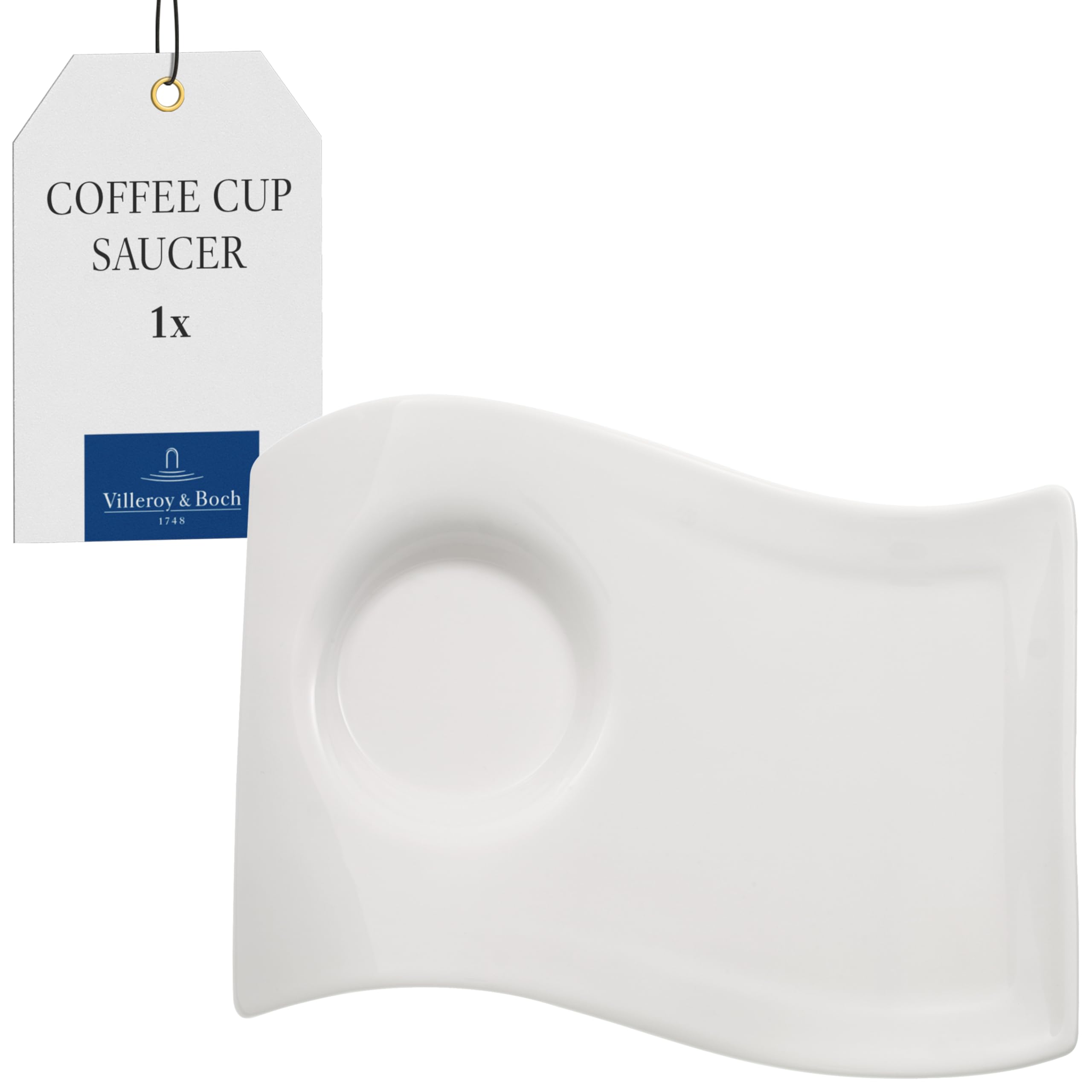 Villeroy & Boch NewWave Caffè Large Party Plate Saucer, 22 x 17 cm, Premium Porcelain, White — image 1