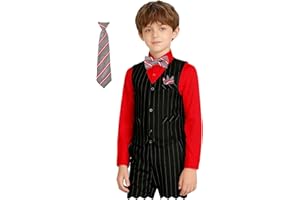 BOIHEDY Boy Suits Stripe Tuxedo Suit Set Complete Outfit Formal Wedding Party Wear Ring Bearer Outfit