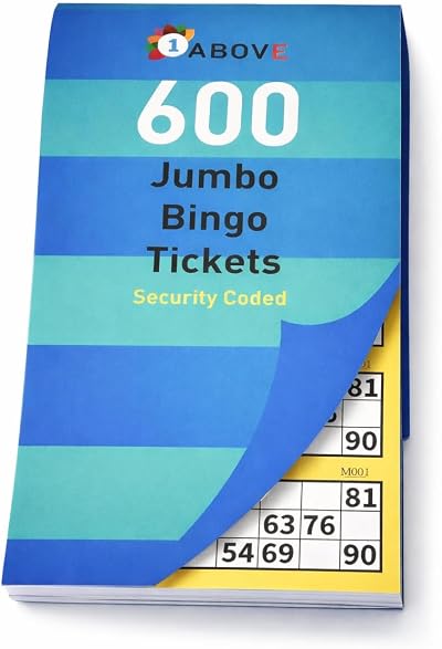 1ABOVE Bingo Tickets Stationery Multi Game Fun Books Pages Jumbo 1A-8002