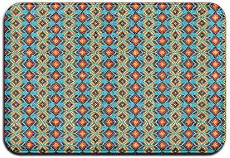 Khanee Mexican Huichol Geometric Colorful Outdoor Bathroom Mats 15.7x23.6 Inch FrontDoor Mat