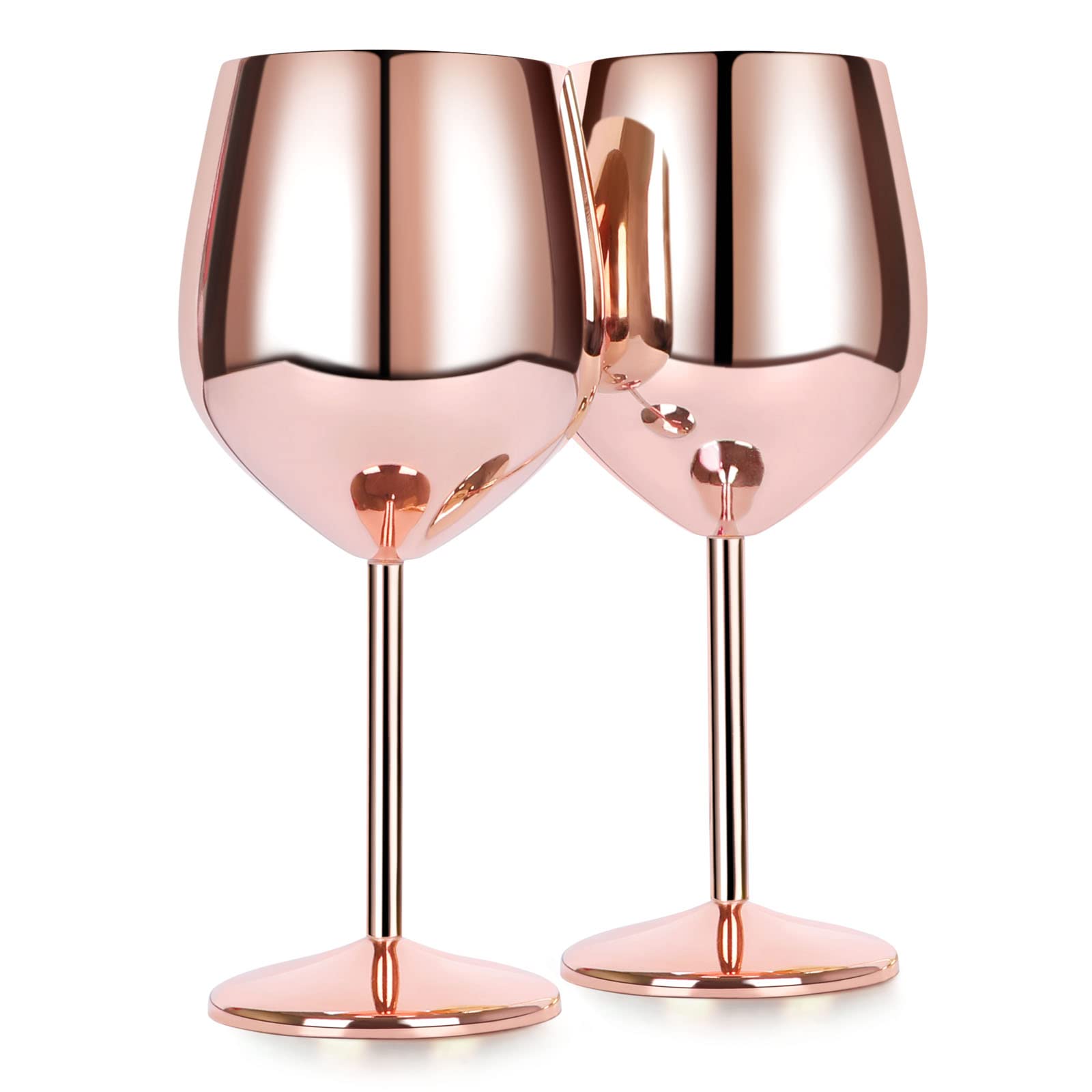 FOOLS ALIBAI edelstahl Weingläser Rotweingläser Weinkelch Edelstahl Rotweinglas Champagner Kelch Becher Trinkbecher 500ml 2er Set(Roségold)